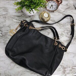 MICHAEL KORS black Jet Set Chain Leather Crossbody Bag